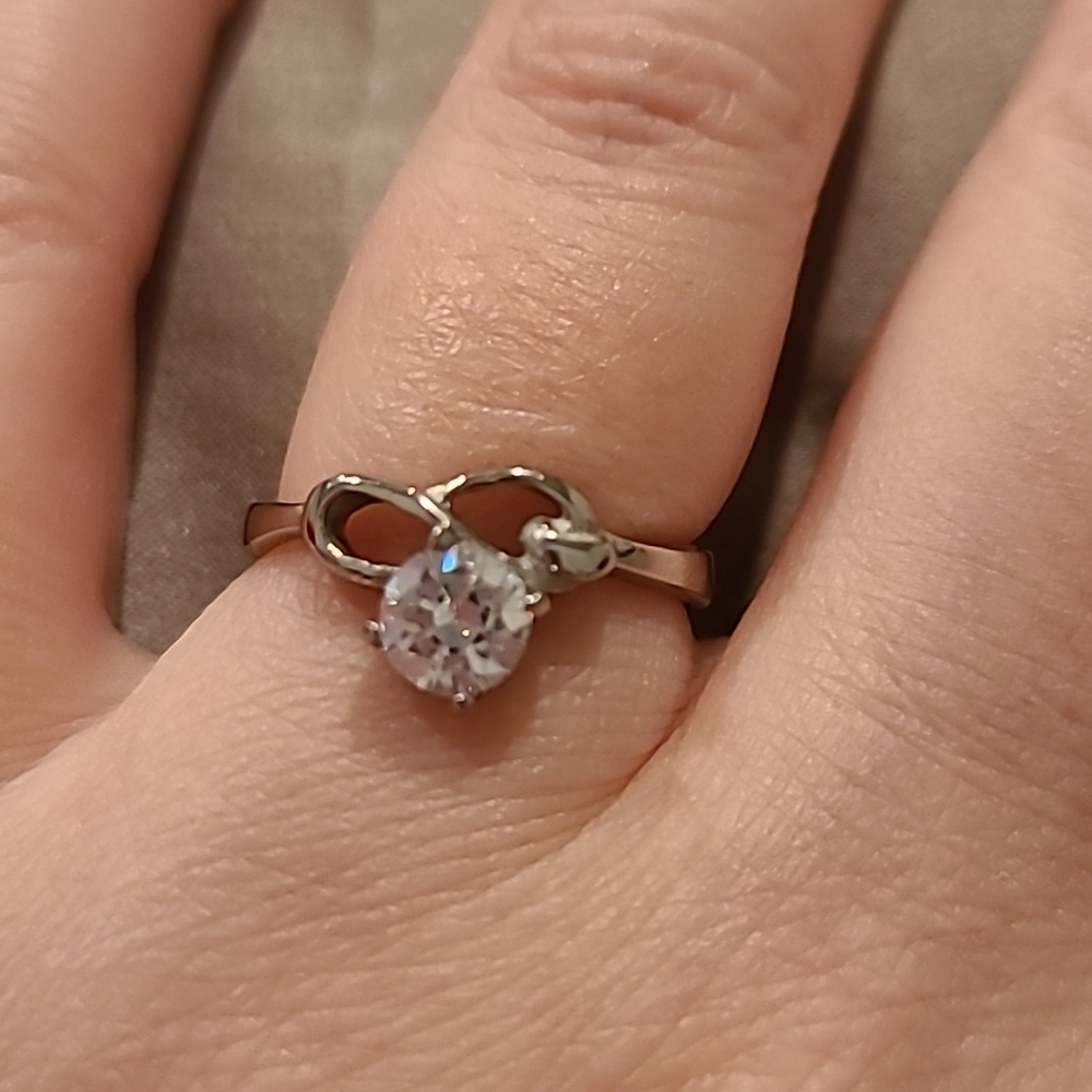 Cubic zirconia stainless steel ring